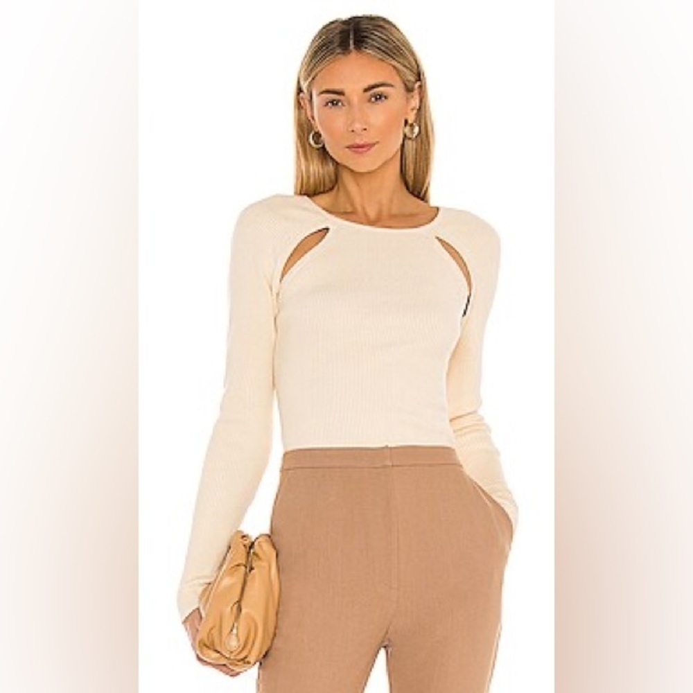Song Of Style / Remmy Sweater ribbed cutout long sleeve in Ivory cream XS